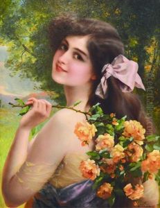 Jeune Femme Aux Roses (1911) by Emile Vernon
