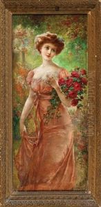 Young Beauty With A Bouquet Of Roses Young Beauty With A Bouquet Of Roses