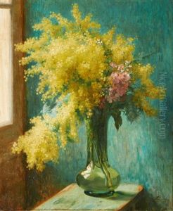 Vase Fleuri De Mimosas by Emile Vernon