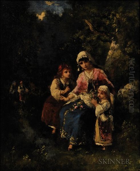 Three Girls At The Edge Of A Wood - view 1