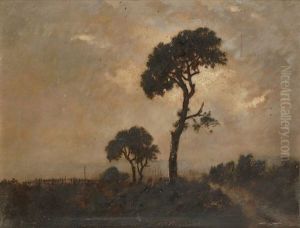 Menton, Paysage Au Arbres; Bord D'etang Anime (2 Works) by Paul Vernon