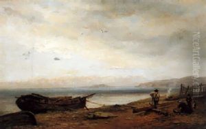Seaweed Gatherers, Calm Waters Beyond by William Henry Vernon