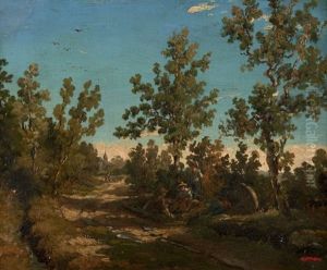 Personnages Se Reposant En Bordure D'un Chemin
