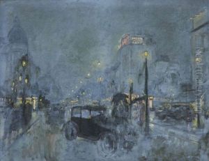 Evening View Of The De Keyserlei, Antwerp by Oscar Verpoorten