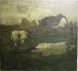 Koe Bij De Hoeve by Oscar Verpoorten