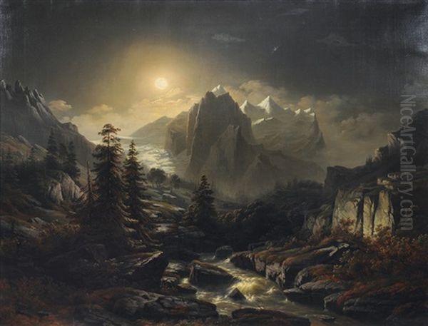 Mountain Landscape By Night - view 1