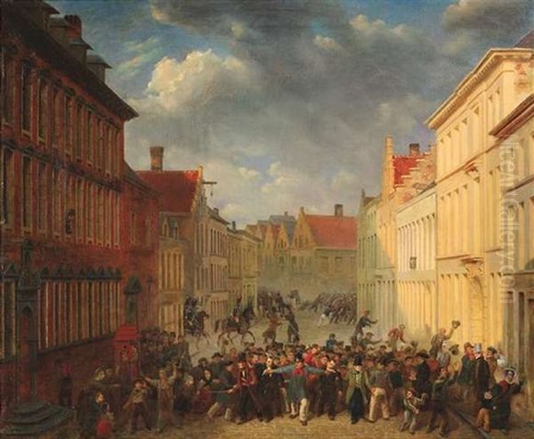 Der Aufstand Der Burger Von Antwerpen Gegen Die Niederlander Am 21. Mai 1833 Auf Dem Hauptplatz - view 1