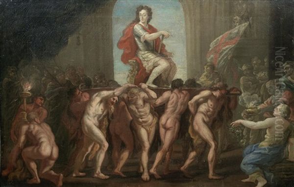 A Sketch For A Mural In St George's Hall, Windsor Castle, Showing King William Iii Enthroned In Glory - view 1