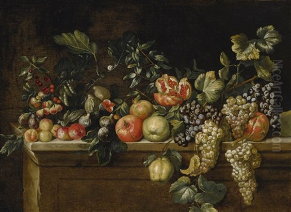 Fruit On A Stone Ledge - view 1