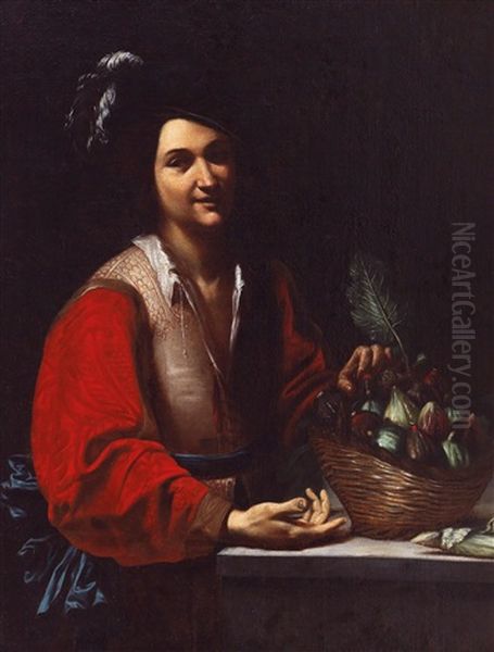 A Young Man Beside A Basket Of Figs - view 1