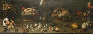Still Life With Fruits, Vegetables, Wine And Birds by Agostino Verrocchi