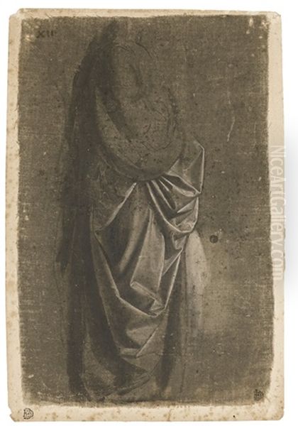 Drapery Study Of A Standing Figure Facing Right, In Profile - view 1