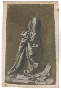 Drapery Study Of A Kneeling Figure Facing Left by Andrea Del Verrocchio