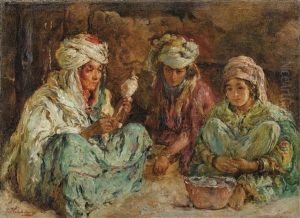 Women Preparing Supper In An Interior In Algeria