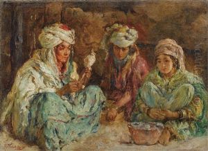 Femmes Preparant Le Repas Dans Un Interieur En Algerie