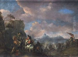 Escena De Batalla, Posiblemente Cerca De La Ciudad De Gorinchem En Holanda by Hendrick Verschuring