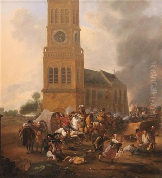 Skirmish Infront Of Village Church - view 1