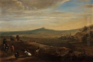 Figurer Och Boskap I Oppet Landskap by Hendrick Verschuring