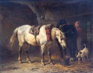 Tending To The Horses In The Stable Tending To The Horses In The Stable
