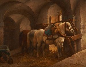 Chevaux A L'ecurie by Wouter Verschuur the Younger