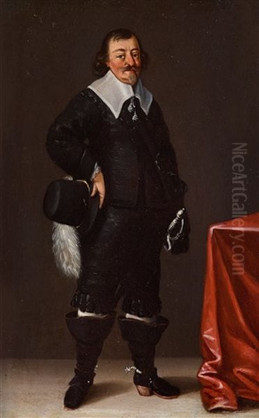 Portrait Of A Gentleman Dressed In Black - view 1