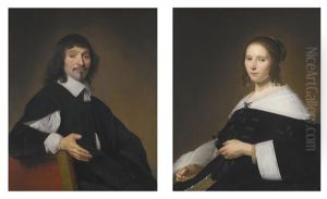 Portrait Of Francois Dermout, Seated; Portrait Of His Wife Cornelia Hammius, Seated, With A Quill In Her Hand (pair)