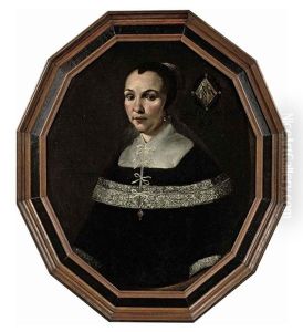Portrait Of A Lady In A Black Dress With Lace Details