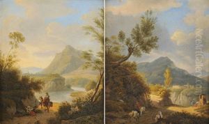 Romische Landschaften Mit Figurenstaffage (+ Another; Pair) by Martin Verstappen