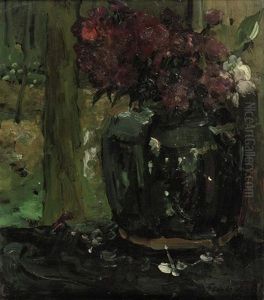 Gemberpot Met Klimroosjes En Floxen: Ginger Jar With Climbing Roses And Phloxes