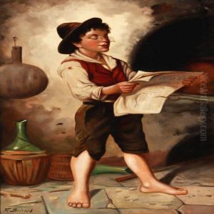 Boy Reading A Newspaper by Francois Xavier Bricard