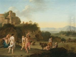 Animated Southern Landscape With Ruine And Dancing Figures by Daniel Vertangen