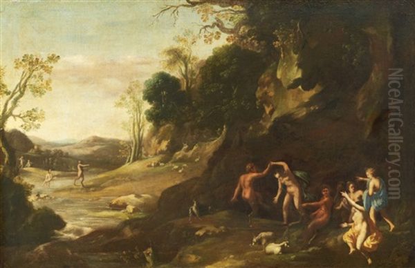 Paysage Rocheux Avec Des Nymphes Et Satyres Dansant - view 1