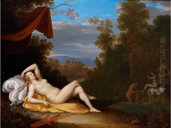 Schlafende Diana Mit Badenden Nymphen - view 1