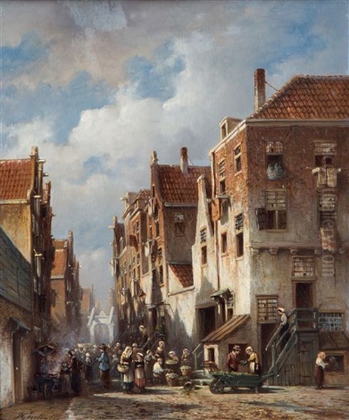 A Busy Day In A Dutch Village - view 1