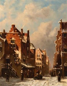 Winter In The Jewish Quarter, Amsterdam by Pieter Gerard Vertin