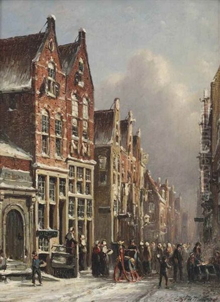 A Bustling Streetscene In Winter - view 1