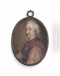 John Dryden (1631-1700), In Brown Day Gown, Short Grey Hair, Holding A Laurel In His Right Hand