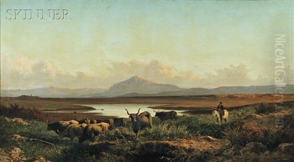 Campagna Vista With Cattle And Horseman - view 1