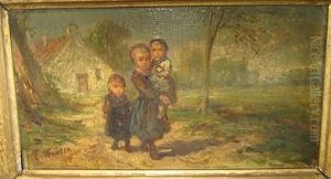 Mere Et Ses Deux Enfants by Elchanon Verveer