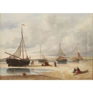 Fishing Boats At Low Tide by Maurits Verveer