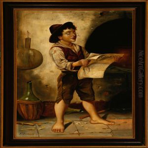 A Boy Reading The Newspaper by Francois Xavier Bricard