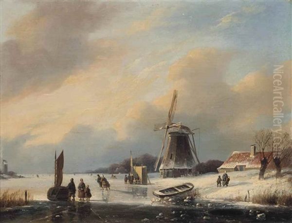 Skaters On A Frozen Canal - view 1