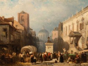 Marche Public A Amsterdam by Salomon Leonardus Verveer