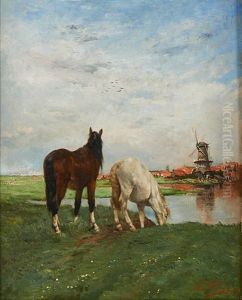 Poulains S"abreuvant by Alfred Jacques Verwee