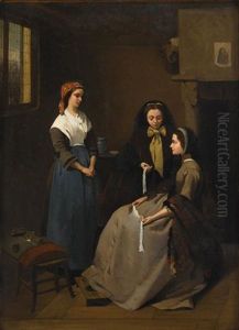 The Lace Sellers by Charles Louis Verwee