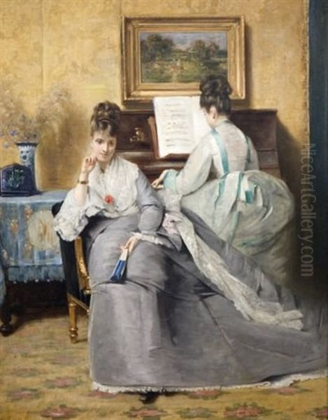Jeunes Filles Au Salon De Musique - view 1