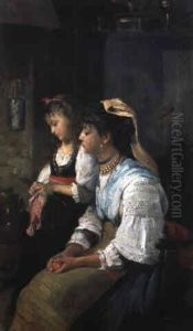 La Lecon De Tricot by Louis Charles Verwee
