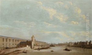 View Of Paris From The Pont-royal With The Grande Galerie Du Louvre, The Pont-neuf And The Nesle Tower