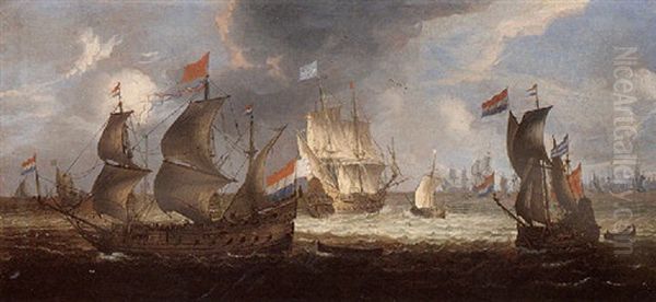 Dutch Men-of-war And Other Shipping Off Amsterdam - view 1