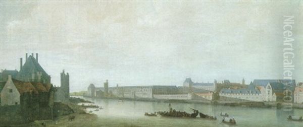 La Seine Vue De L'aval Depuis La Partie Sud Du Pont-neuf, Au Soleil Couchant - view 1